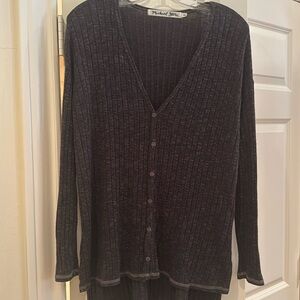 Michael Stars dark gray long sleeve V-neck Henley O/S